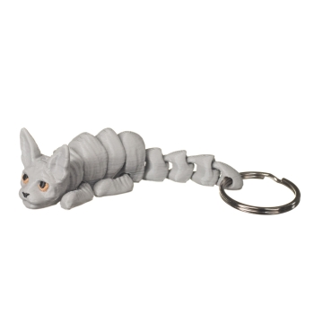 Kot sfinks jasnoszary brelok 3D do kluczy